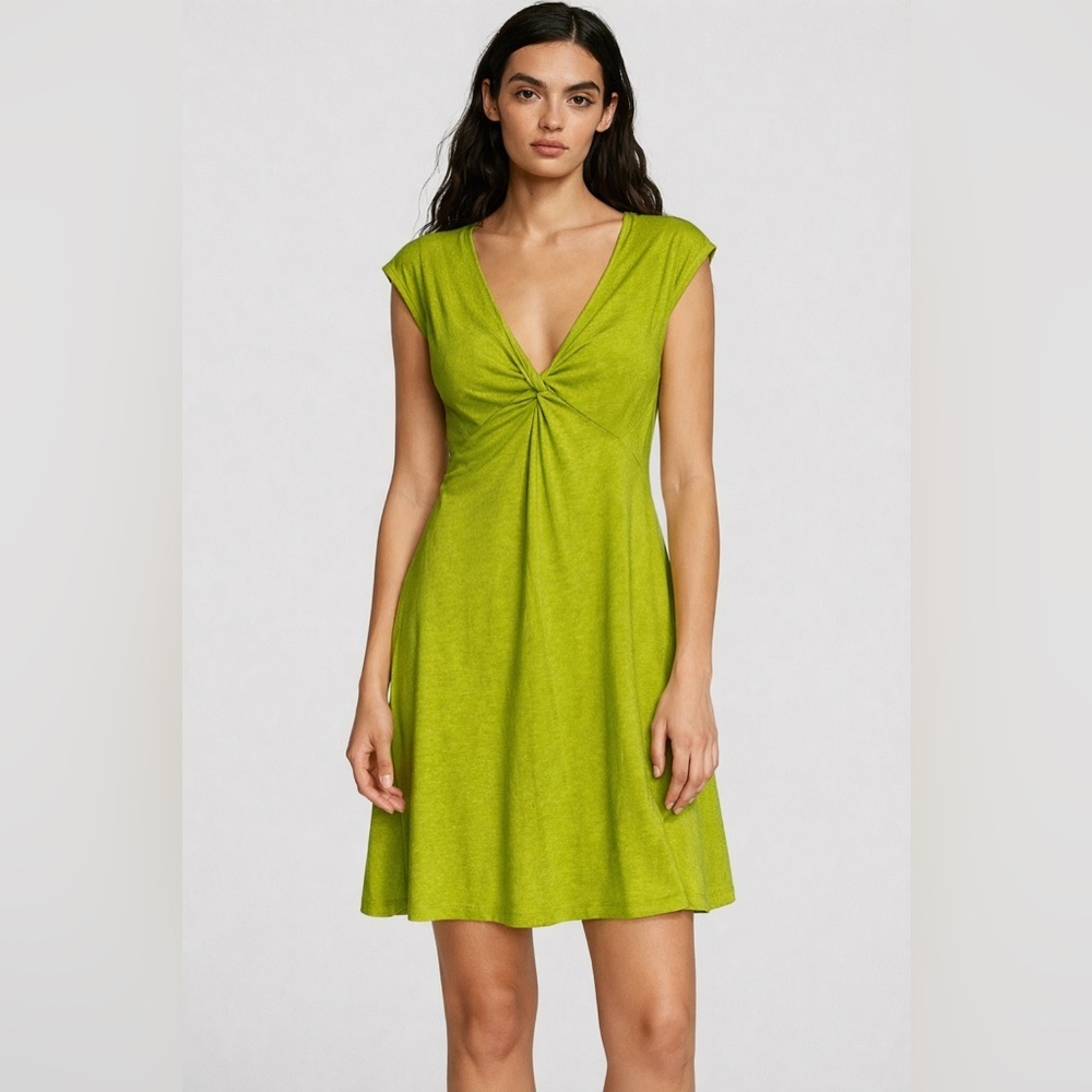 Patagonia Seabrook Bandha Dress Citron Lime Green Medium Resort